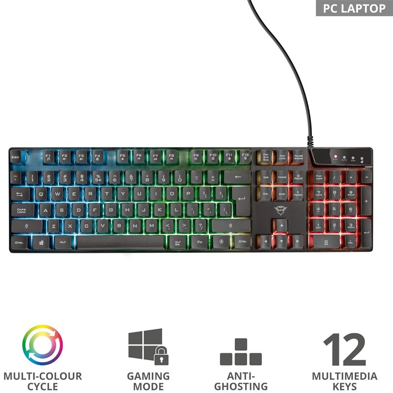 Clavier Gamer Trust Azor Gxt Rgb Noir