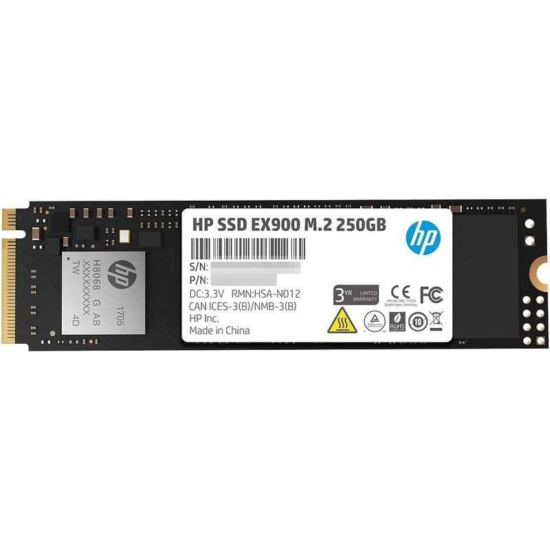 HP SSD Tunisie EX900 M.2 250GB PCIe 3.0 x4 NVMe 3D TLC NAND vitesses de lecture allant jusqu'à 2 100 Mo/s et 1 300 Mo/s