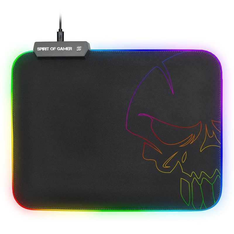 Spirit of Gamer Skull RGB Tunisie Tapis de souris pour gamer avec rétro-éclairage multicolore Taille M