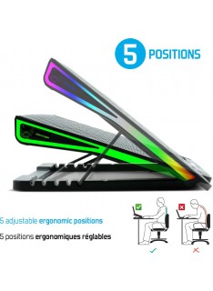 Refroidisseur pour ordinateur portable Spirit of Gamer Tunisie Airblade 800 avec 1 ventilateur de 170 mm et rétroéclairage RGB