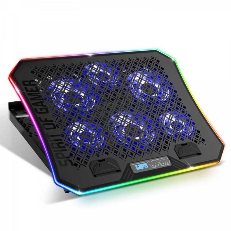 Refroidisseur pour ordinateur portable 17" Spirit of Gamer Tunisie Airblade 1200 RGB avec 6 ventilateurs de 110 mm