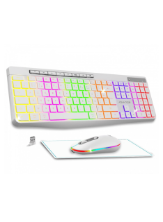 Tunisie Skymil|Clavier Gamer|Advance |PACK CLAVIER SOG R-TYPE CLA+SOURIS SANS FIL RGB BLANC RECHARGEABLE|94,000 TND