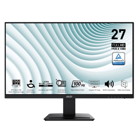 Tunisie Ecrans Pro MSI Pro 27" IPS FHD MP273A | 100Hz - Noir