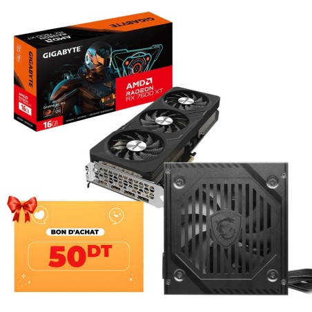Tunisie Level Up Carte graphique (GPU) LEVEL UP RX 7600 XT 16GB + Bon d'achat 50Dt offert