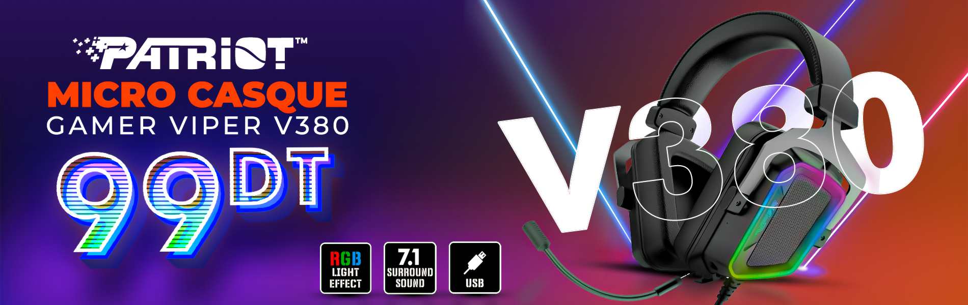achat tunisie PATRIOT VIPER V380 - 7.1 RGB en promotion