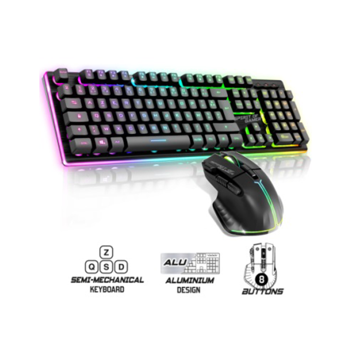 Pack Clavier Gamer Filaire QWERTY Eclairé LED Souris Casque Micro